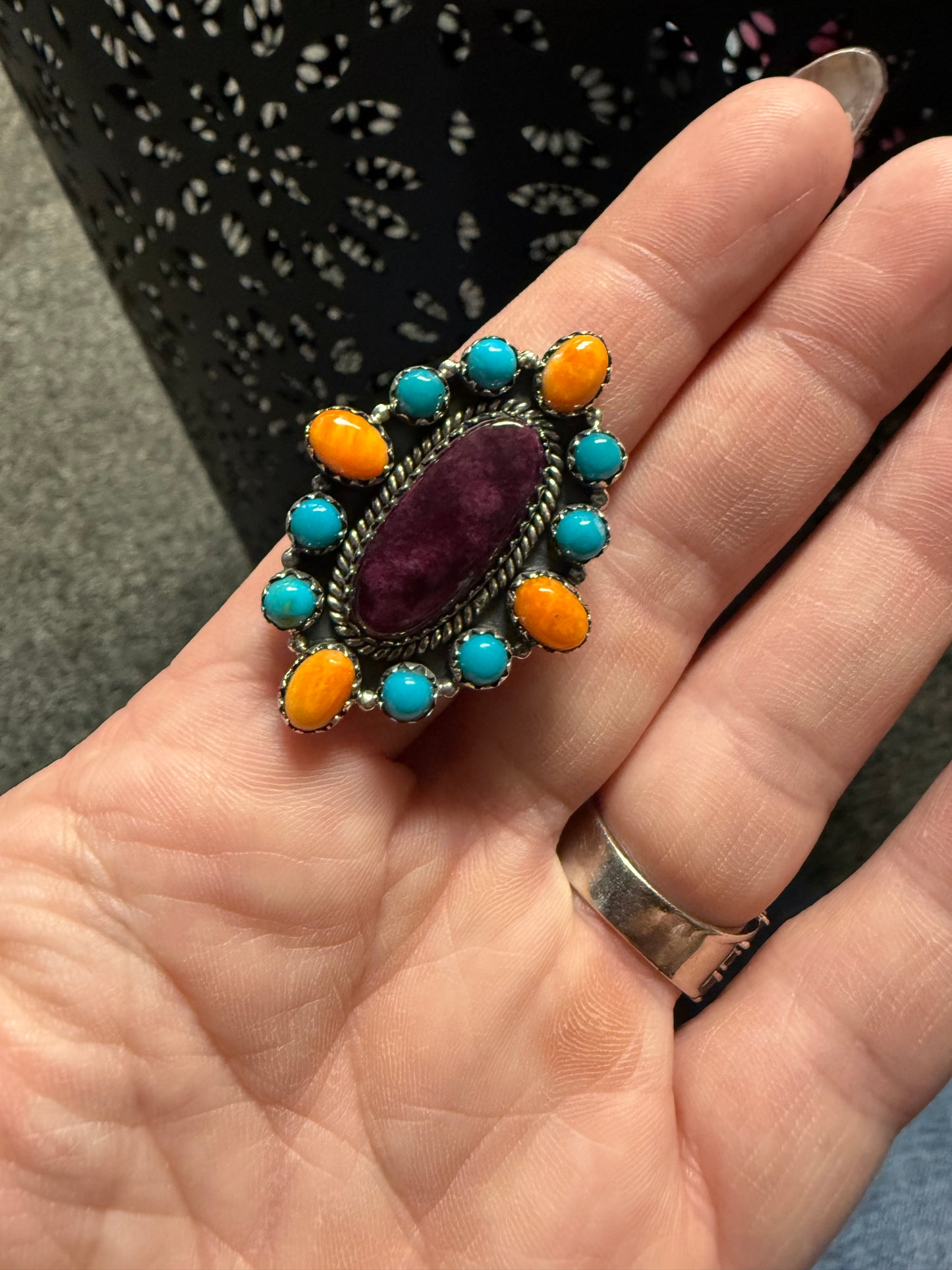 Purple, Orange, Turquoise Ring