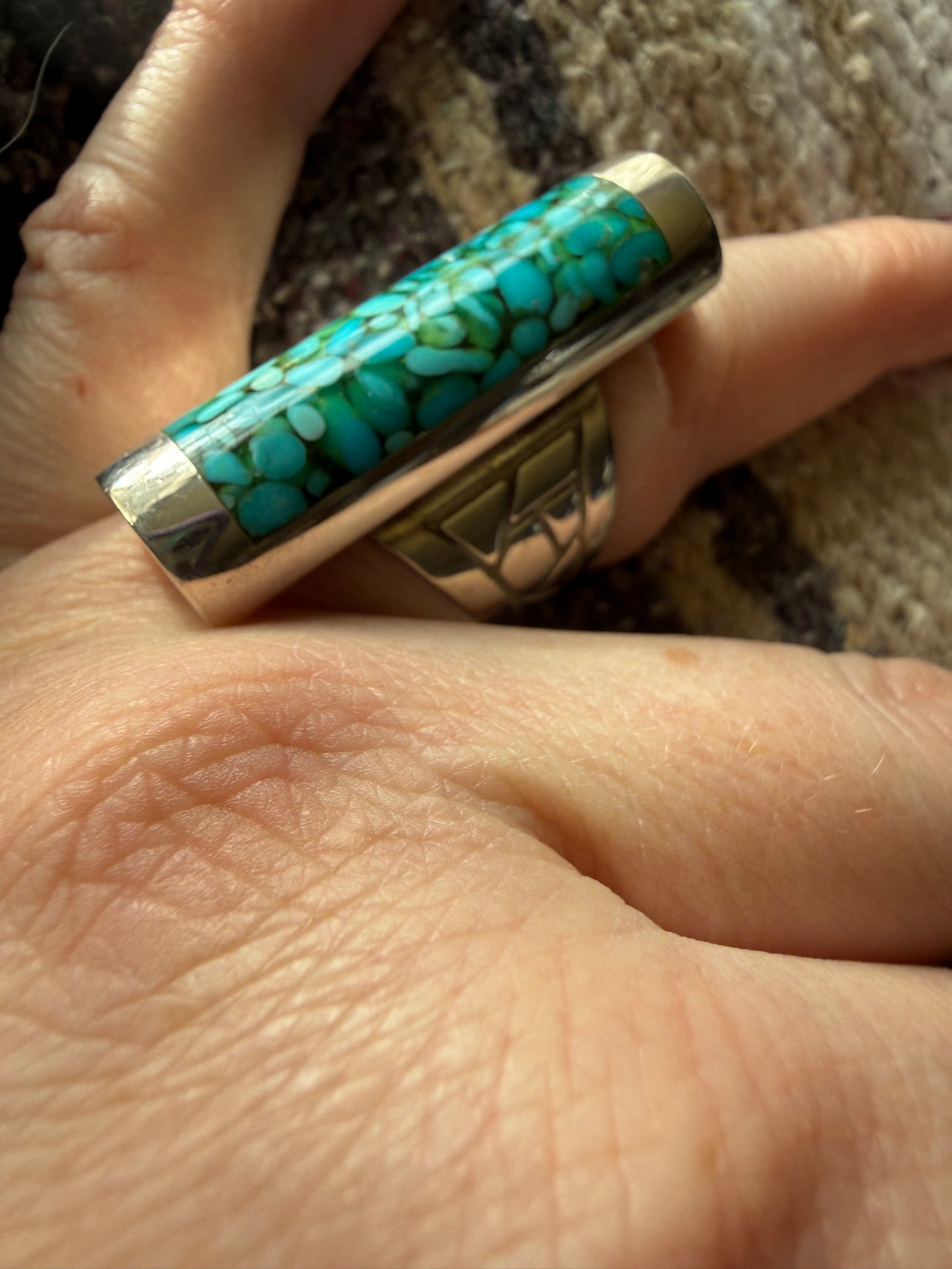 Crushed Turquoise Barrel Ring
