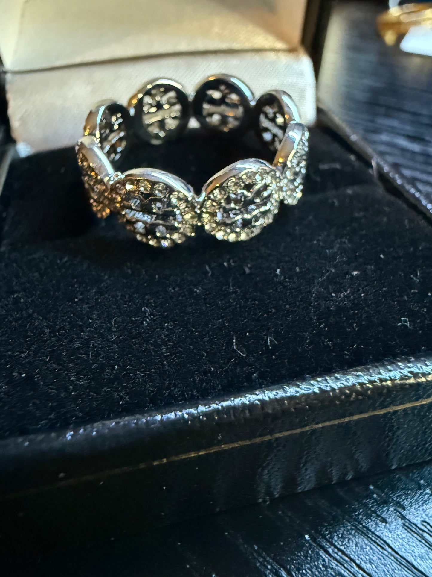 TB Silver Crystal Ring