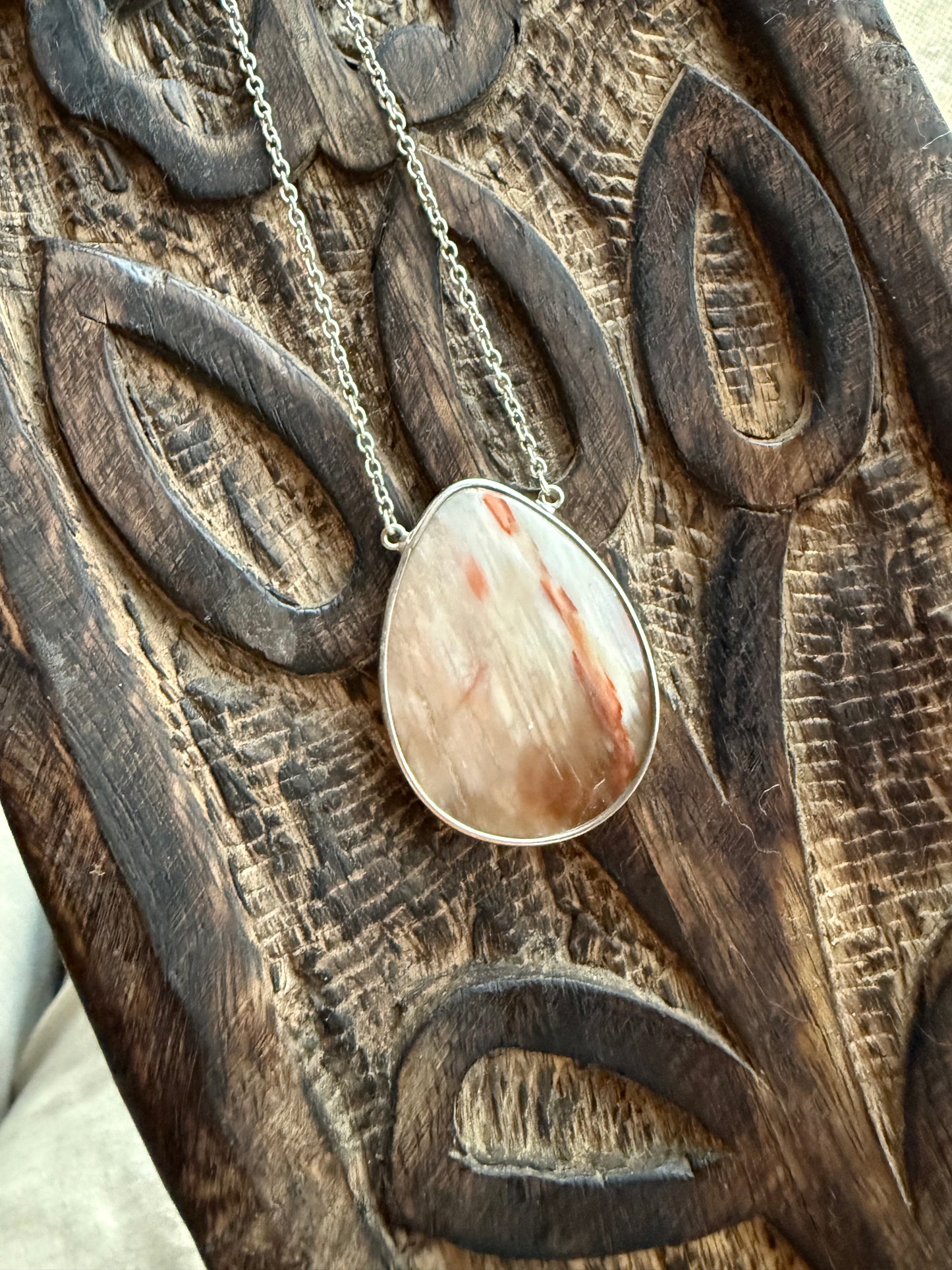 Natural Jasper Oblong Faceted Sterling Pedant Necklace | Queen Bee Boutique