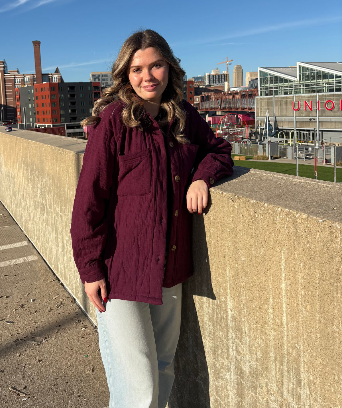 Quilted Linen Button Down Shacket | Queen Bee Boutique