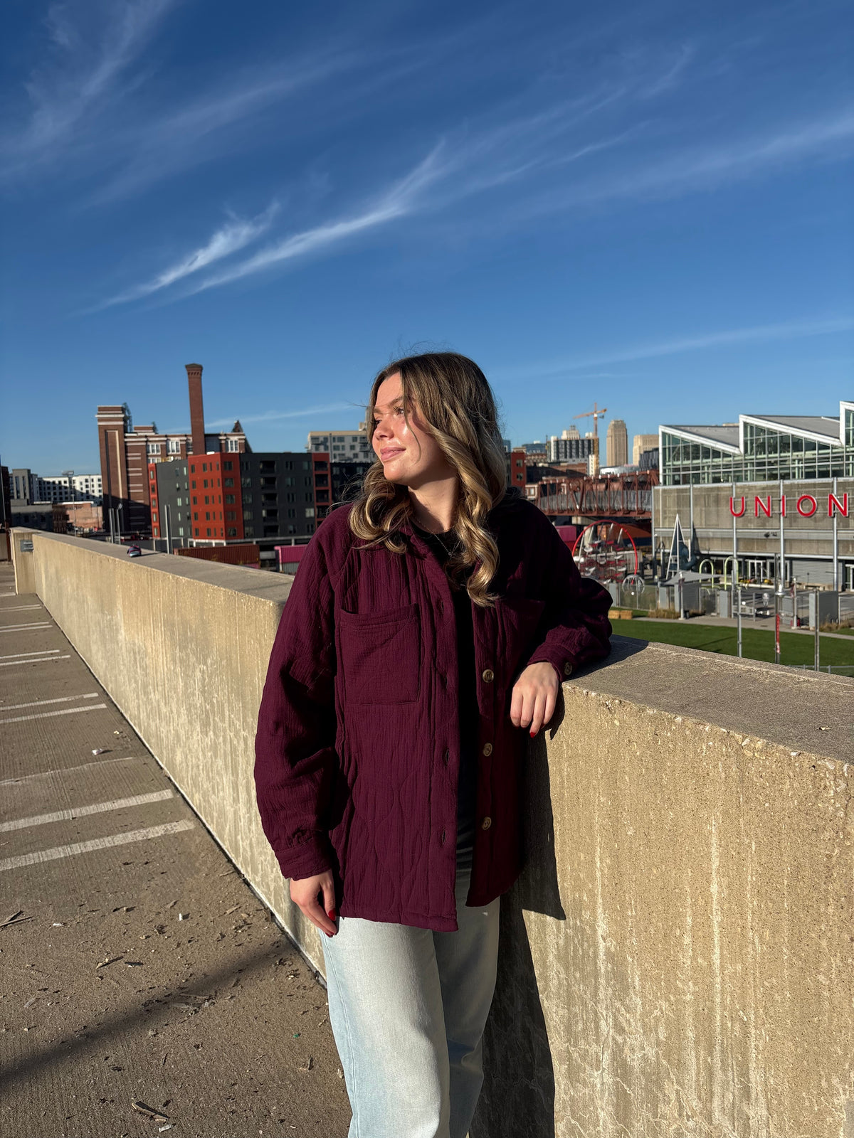 Quilted Linen Button Down Shacket | Queen Bee Boutique
