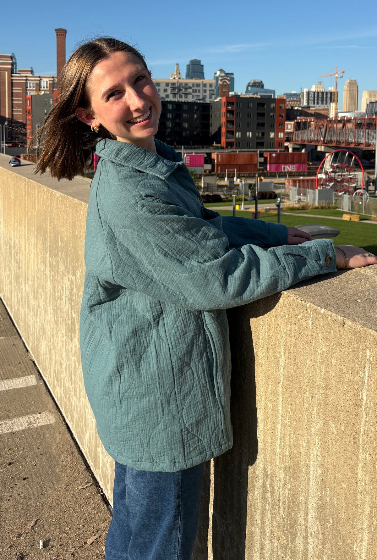 Quilted Linen Button Down Shacket | Queen Bee Boutique