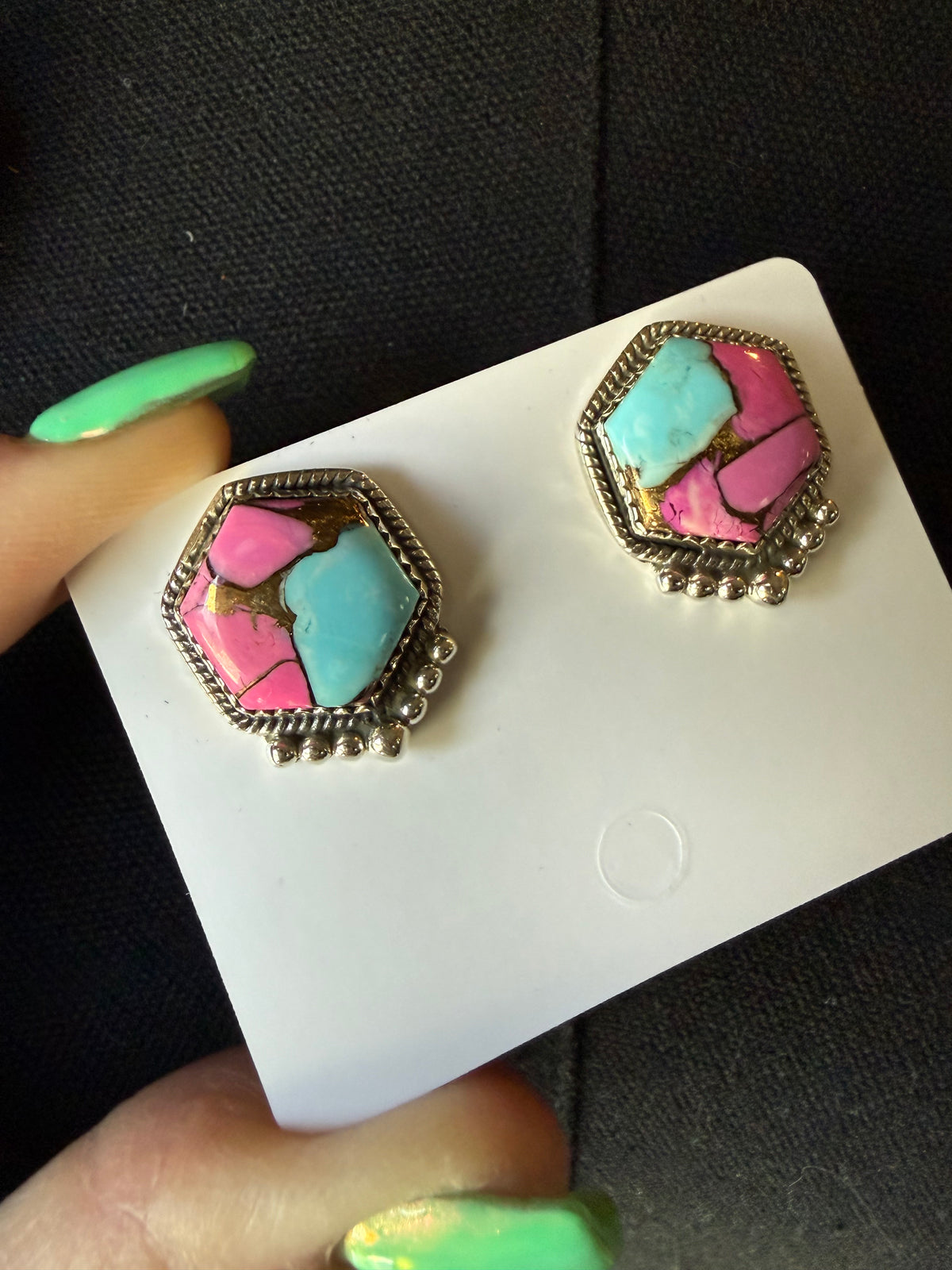 Cotton Candy Earrings Stud Sterling Silver | Queen Bee Boutique