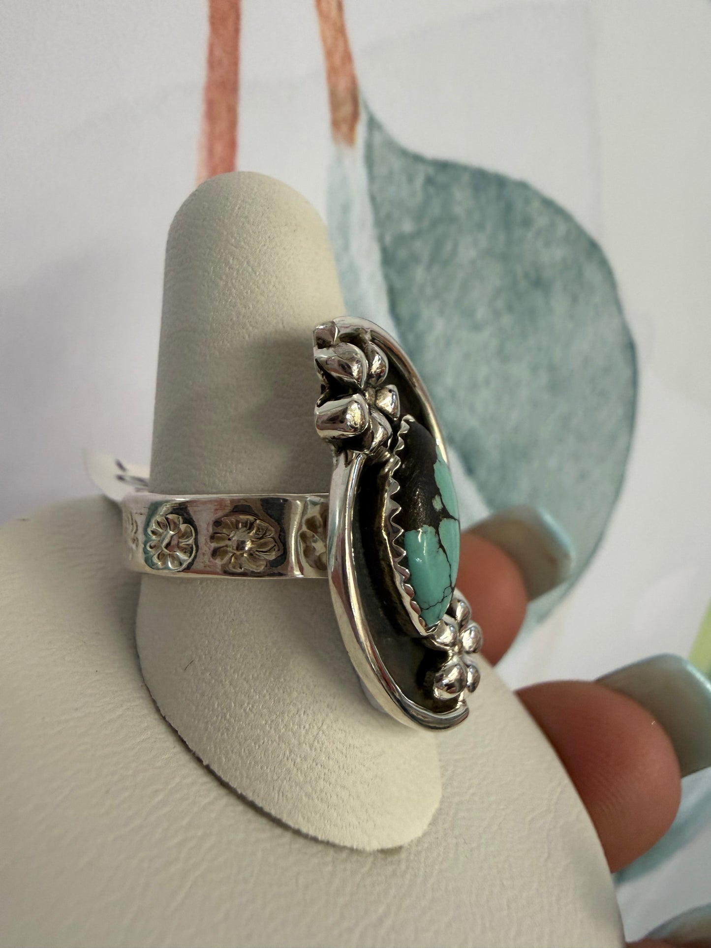 Floral Egyptian Turquoise Ring | Queen Bee Boutique
