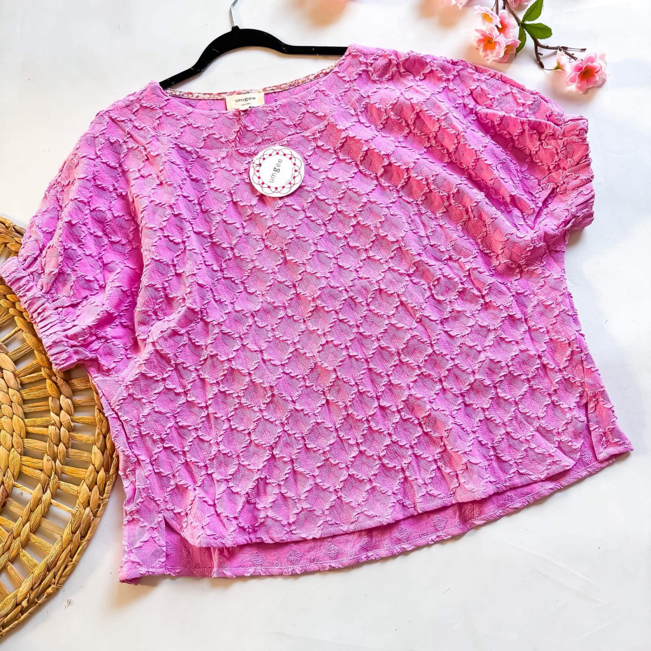 Bright Mauve Textured Blouse | Queen Bee Boutique