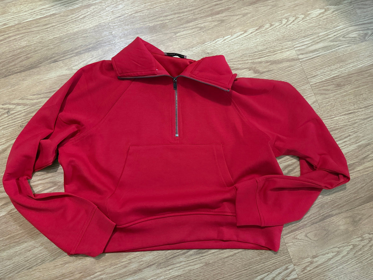 ArrowHead KC Chiefs Sequin Patch Red Half Zip | Queen Bee
