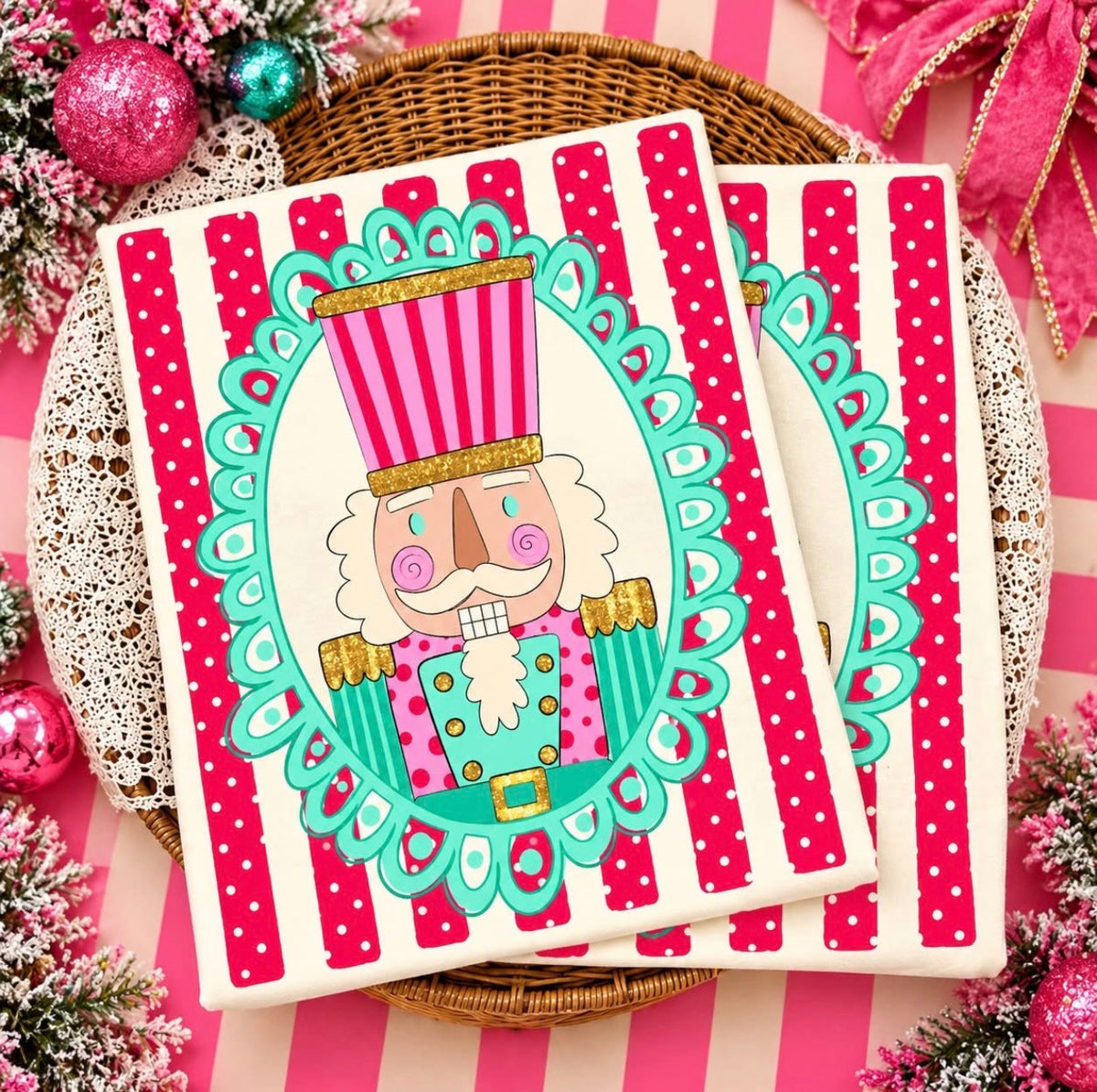 Nutcracker & Stripes Christmas Graphic Tee – Ivory