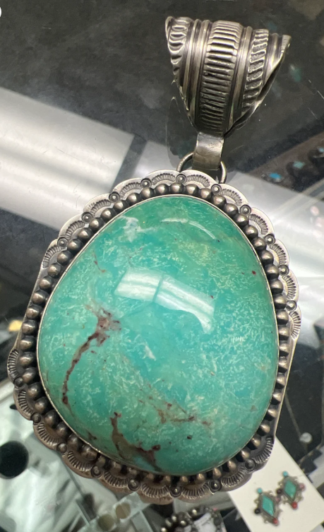 Master Artist Statement Turquoise Sterling Pendant – Collectible Jewelry
