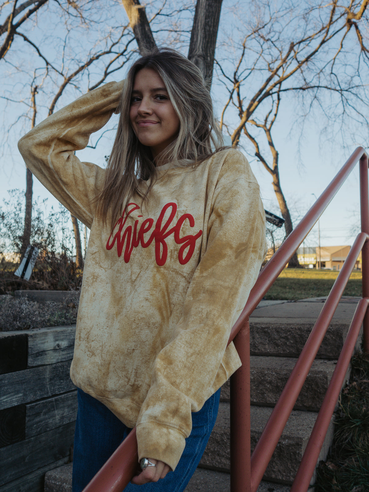 C h I e f s Red Puff Golden Crew – Stylish & Cozy Game Day Sweatshirt | QB Customs