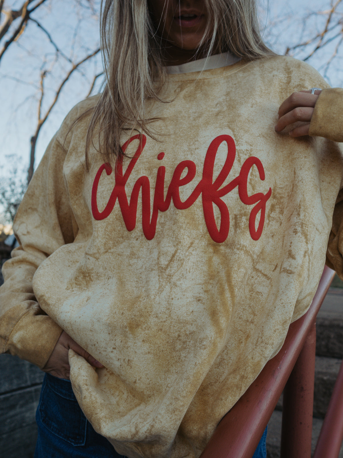 C h I e f s Red Puff Golden Crew – Stylish & Cozy Game Day Sweatshirt | QB Customs
