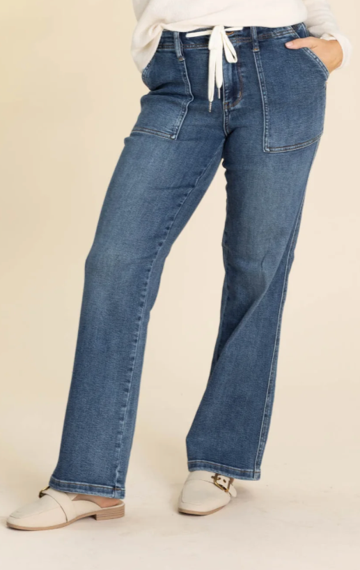 Judy Blue Drawstring Wide Leg Jean