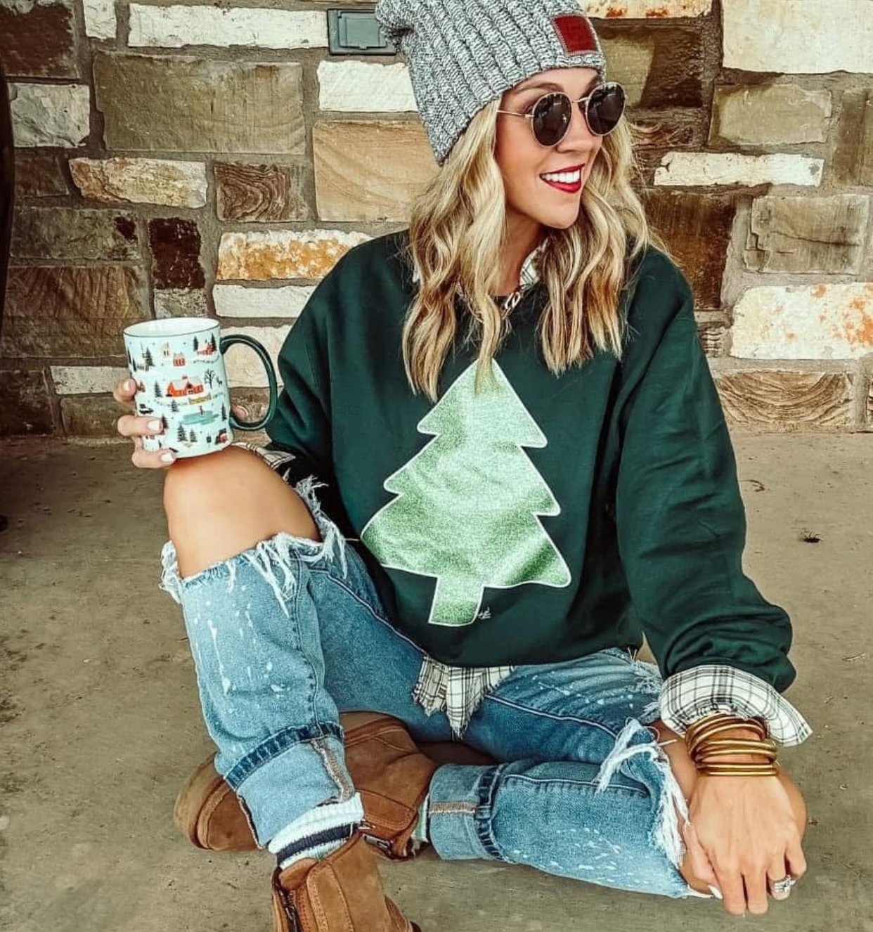 Green Glitter Tree Crew