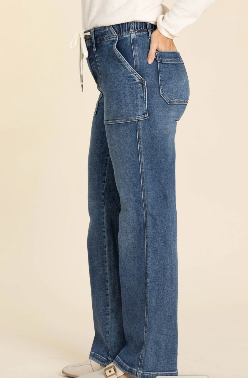 Judy Blue Drawstring Wide Leg Jean
