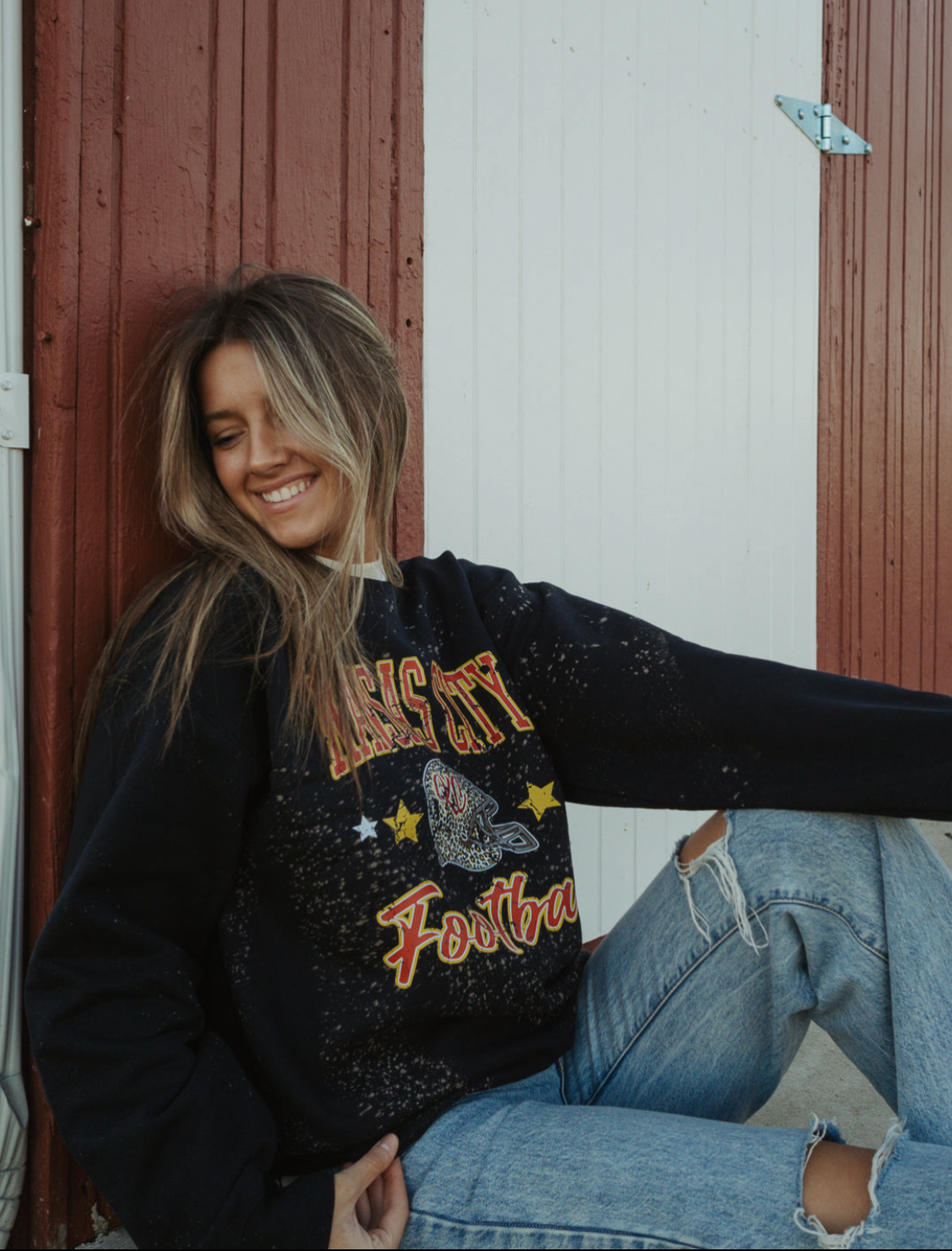KANSAS CITY FOOTBALL BLEACHED SWEATSHIRT