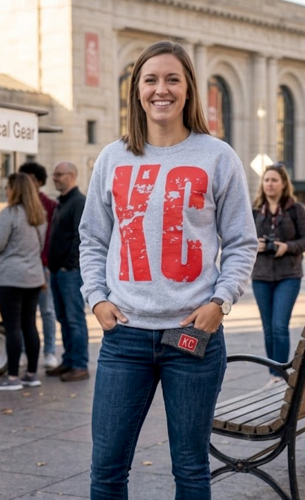 Bold Red KC Heather Grey Unisex Crew |Queen Bee Boutique