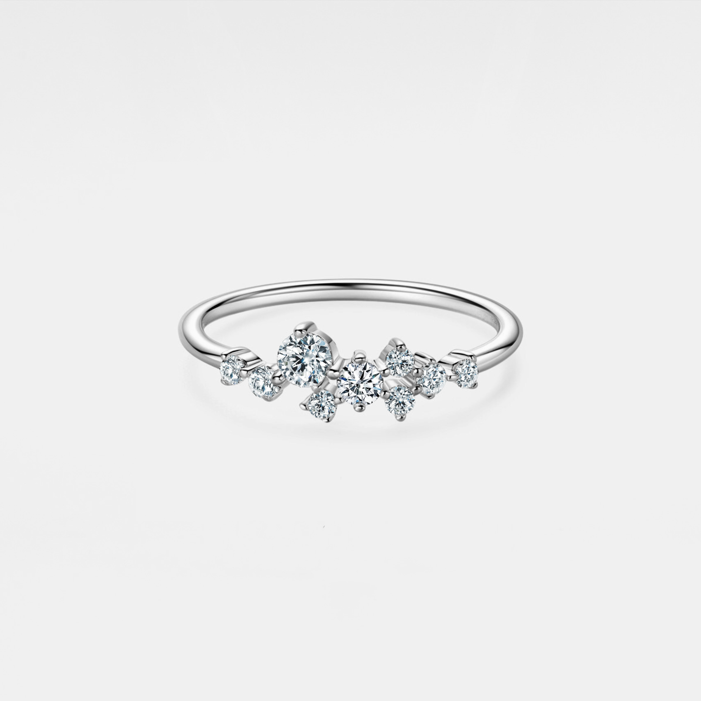 Moissanite Star Cluster Ring in 925 Sterling Silver