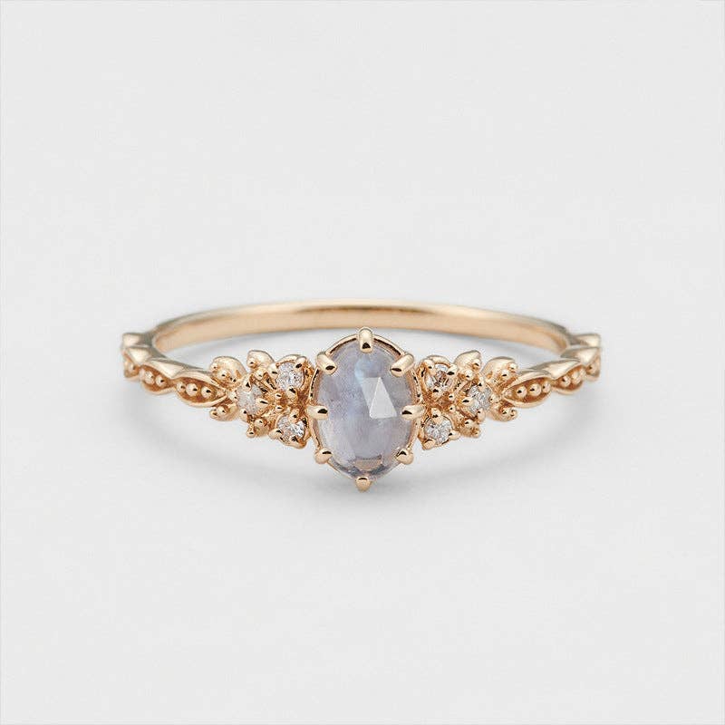 Labradorite Olive Tree Leaf Ring