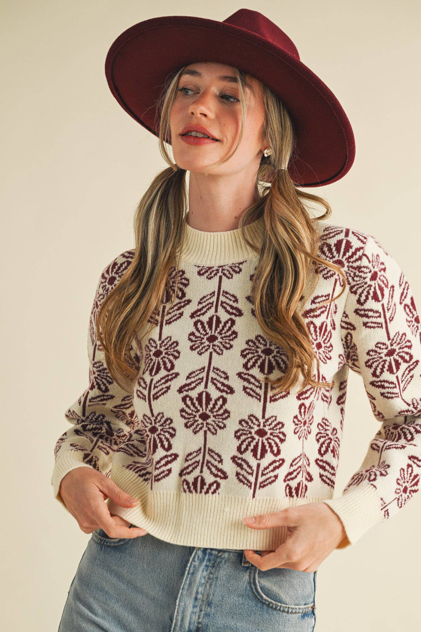 Seasons End Floral Knit Sweater