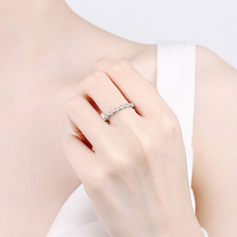 Twist Band Moissanite Engagement Ring in 925 Sterling Silver