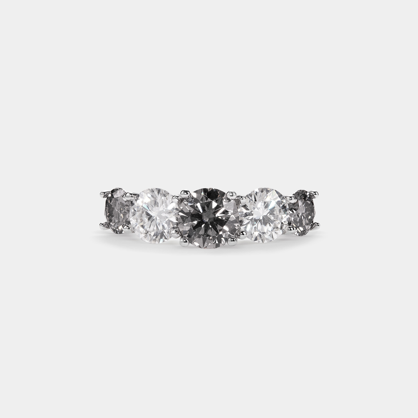 Black & White Color Moissanite Ring in 925 Sterling Silver