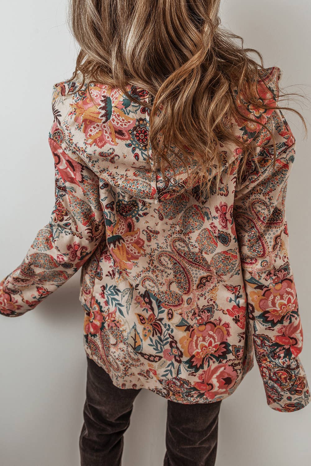 Paisley Floral Print Sherpa Lined Hooded Jacket | Queen Bee Customs Boutique