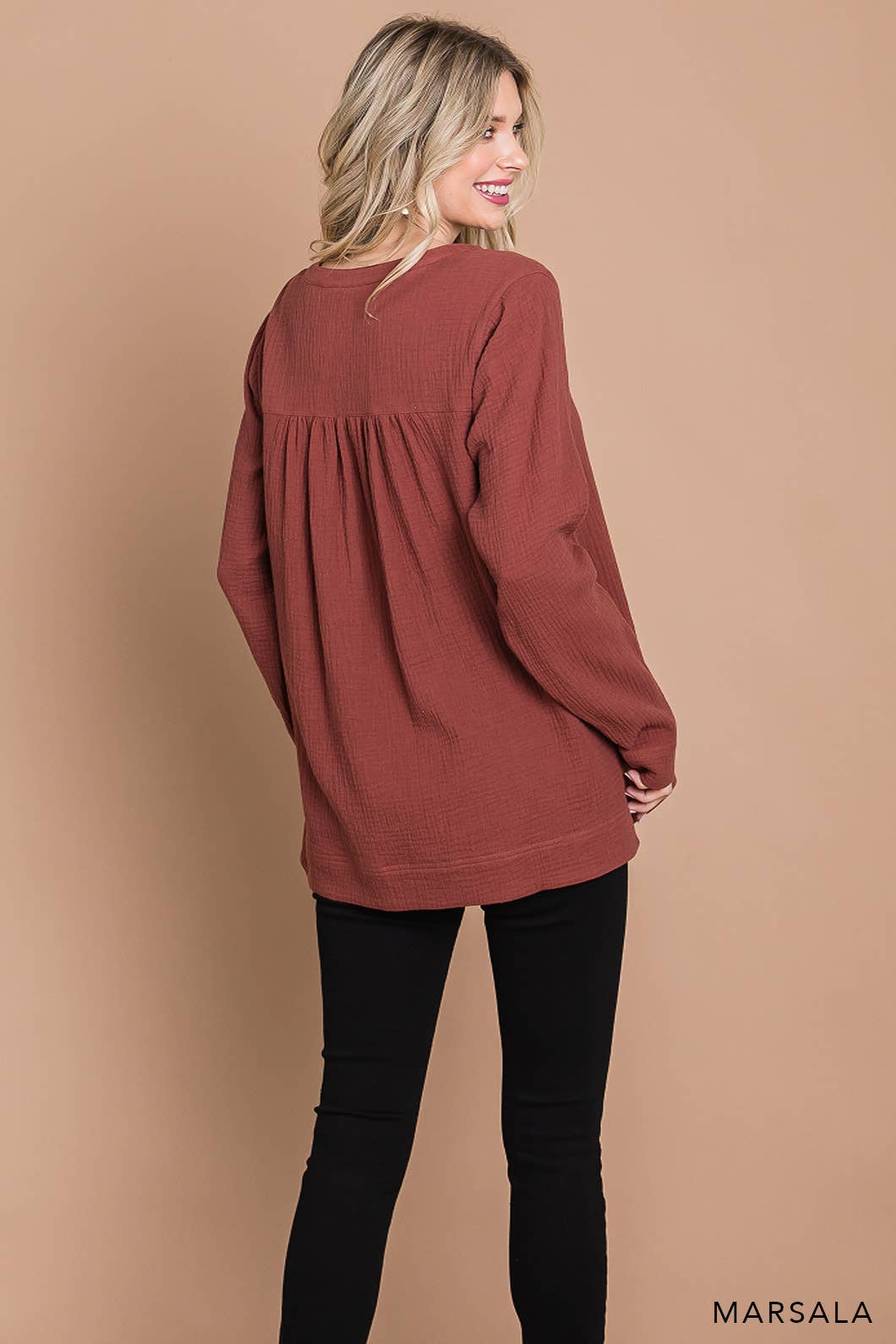 Fall/Winter Long Sleeve Cotton Gauze Top