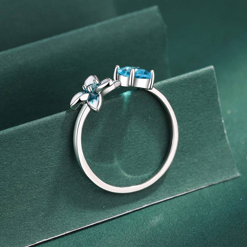 Blue Enamel Flower Stacking Ring