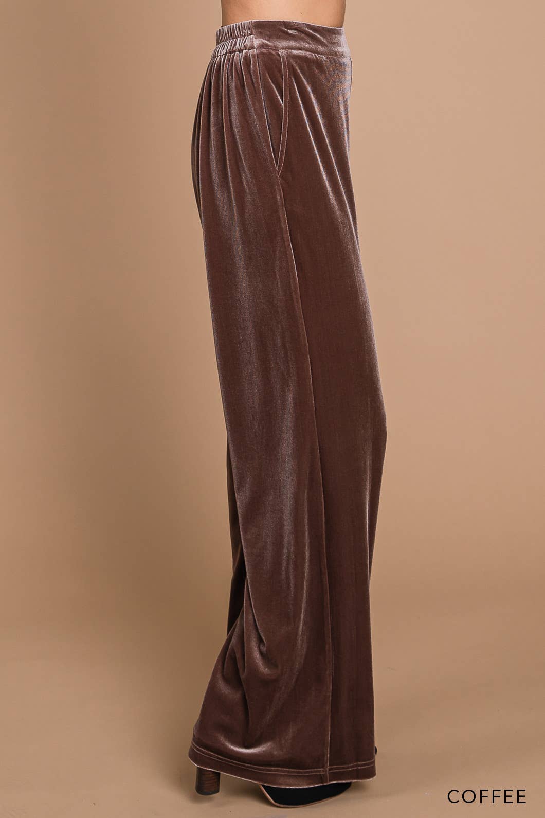Coffee Velvet Wide Leg Pants