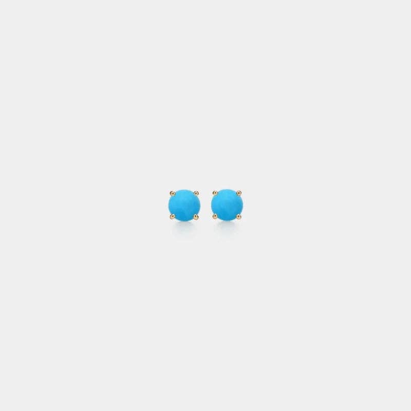 Dainty Small Turquoise Stud Earrings in Sterling Silver