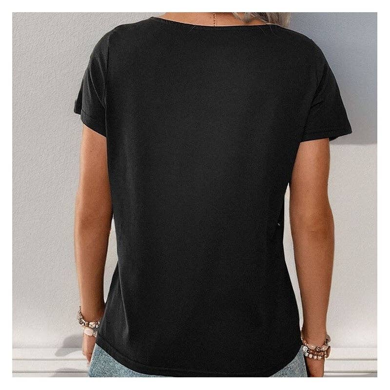 Striped Short Sleeve T-Shirt With Button Accents