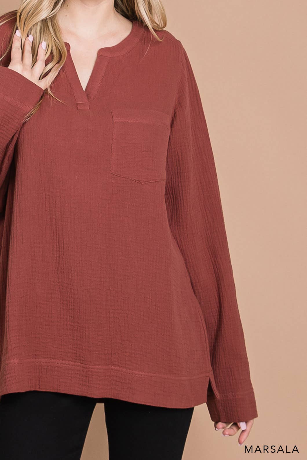 Fall/Winter Long Sleeve Cotton Gauze Top