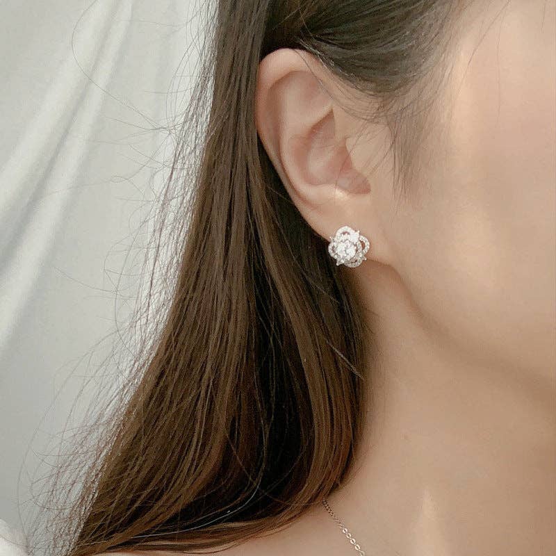 Moissanite Four Point Earrings in 925 Sterling Silver