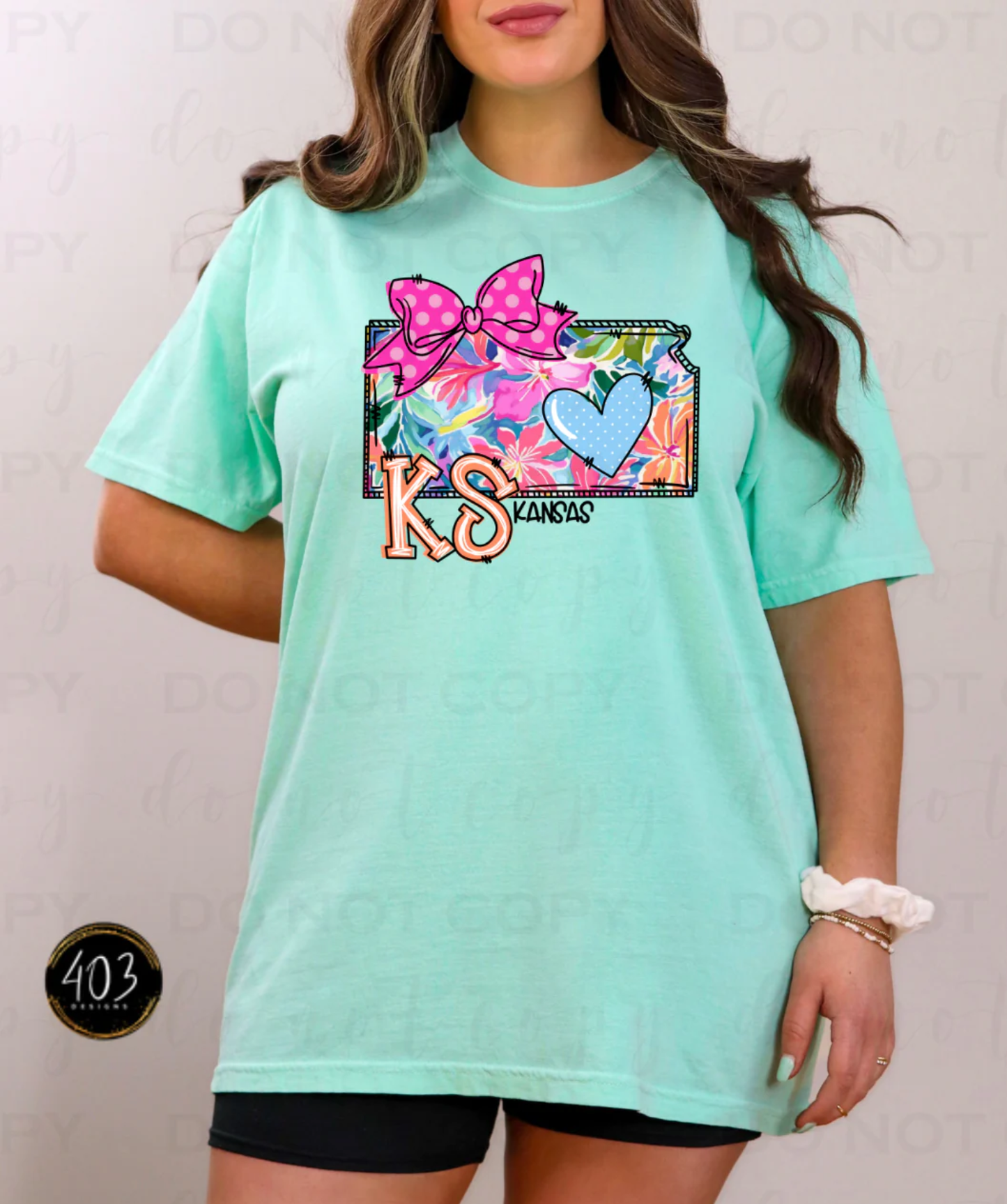 Kansas Doodle State Graphic T-Shirt Mint | Queen Bee Boutique