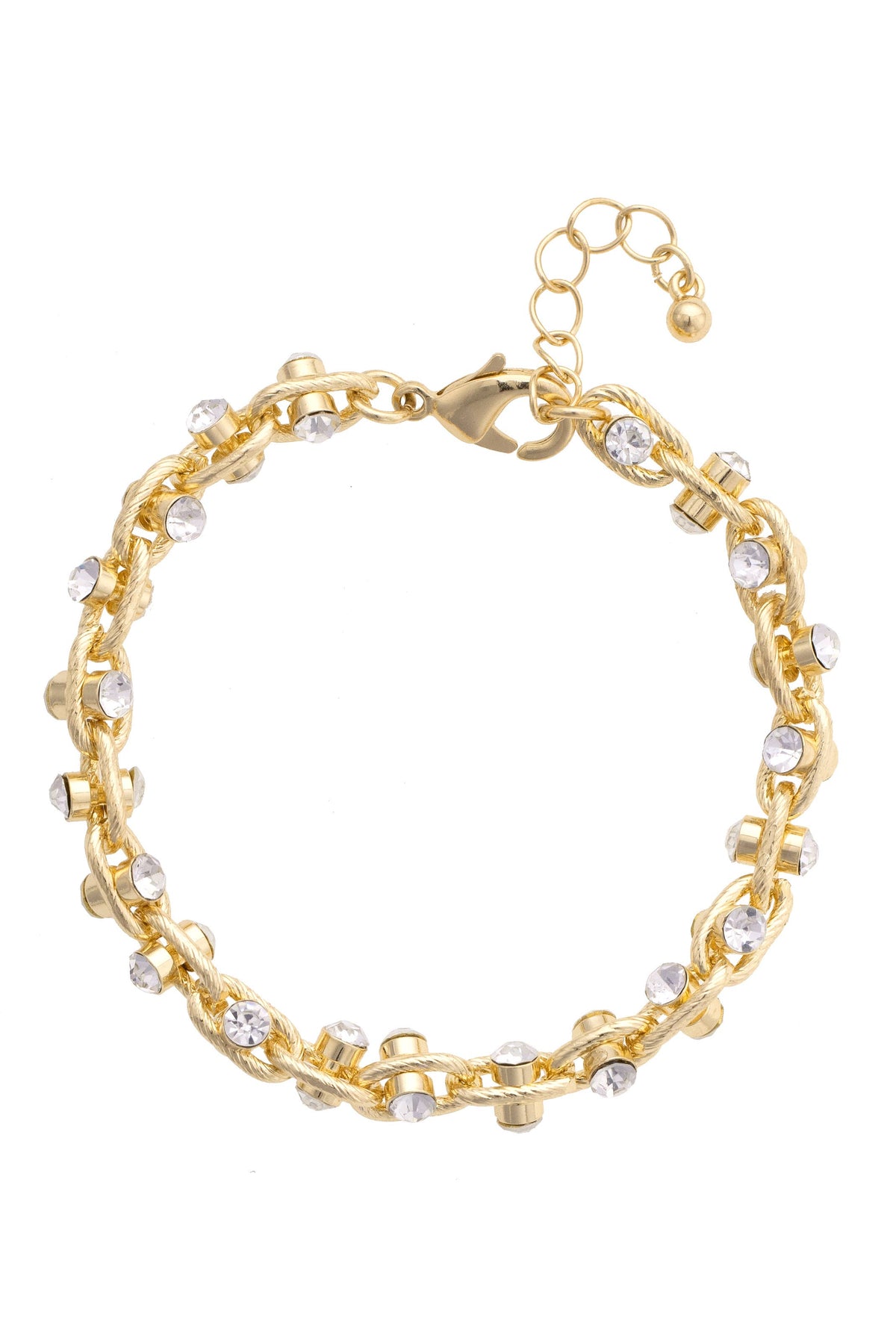Krystal Twisted Rhinestone Bracelet in Shiny Gold Tone