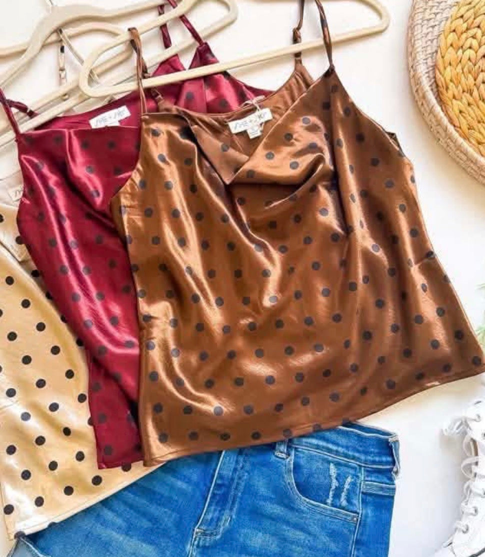 Silky Dot Cami Top Layering | Queen Bee Boutique