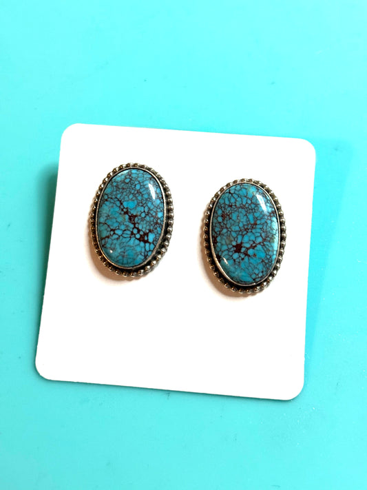 Large Oval PrinceTurquoise Stud Earrings