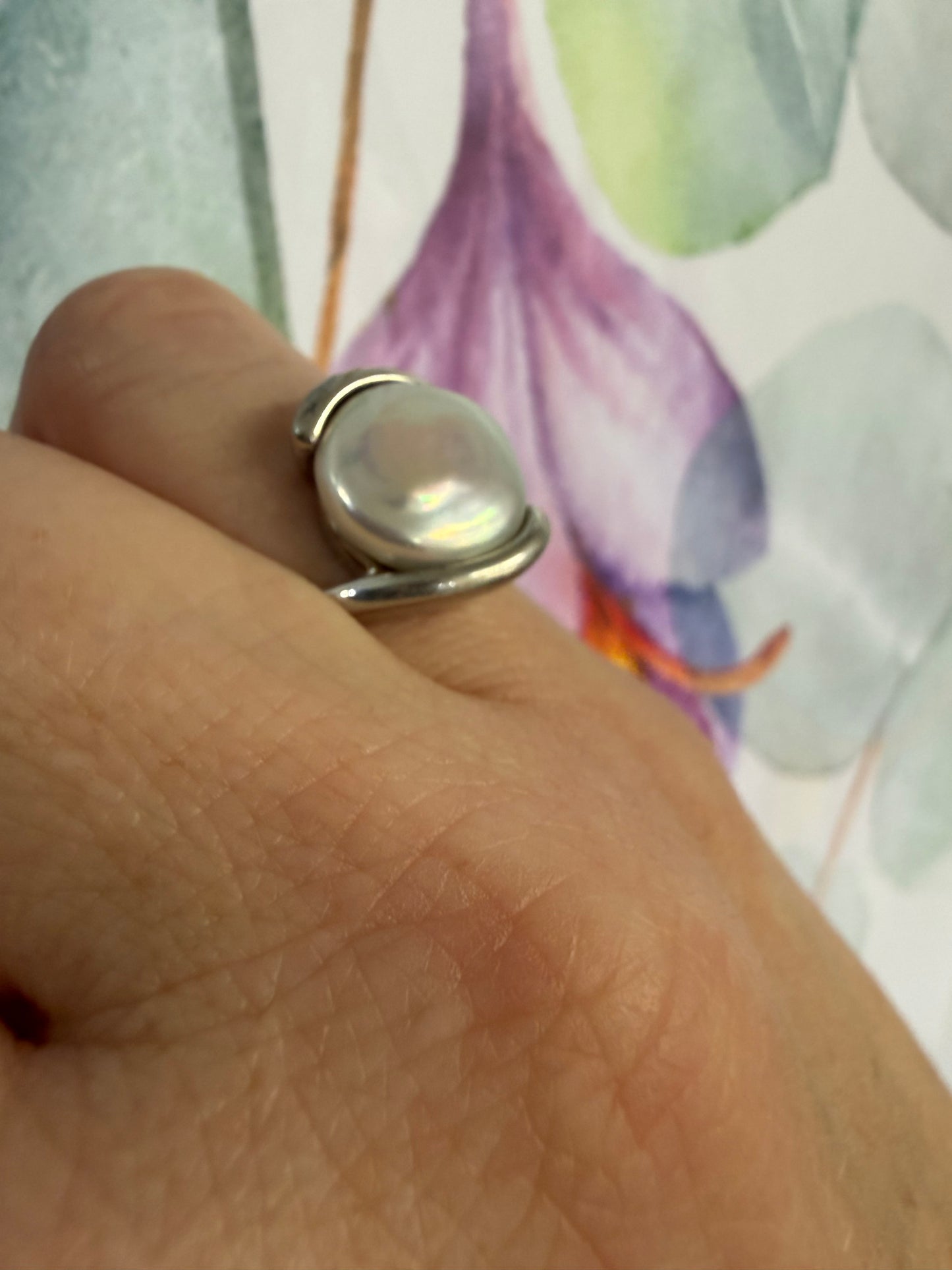 Coin Pearl Silver Ring | Queen Bee Boutique