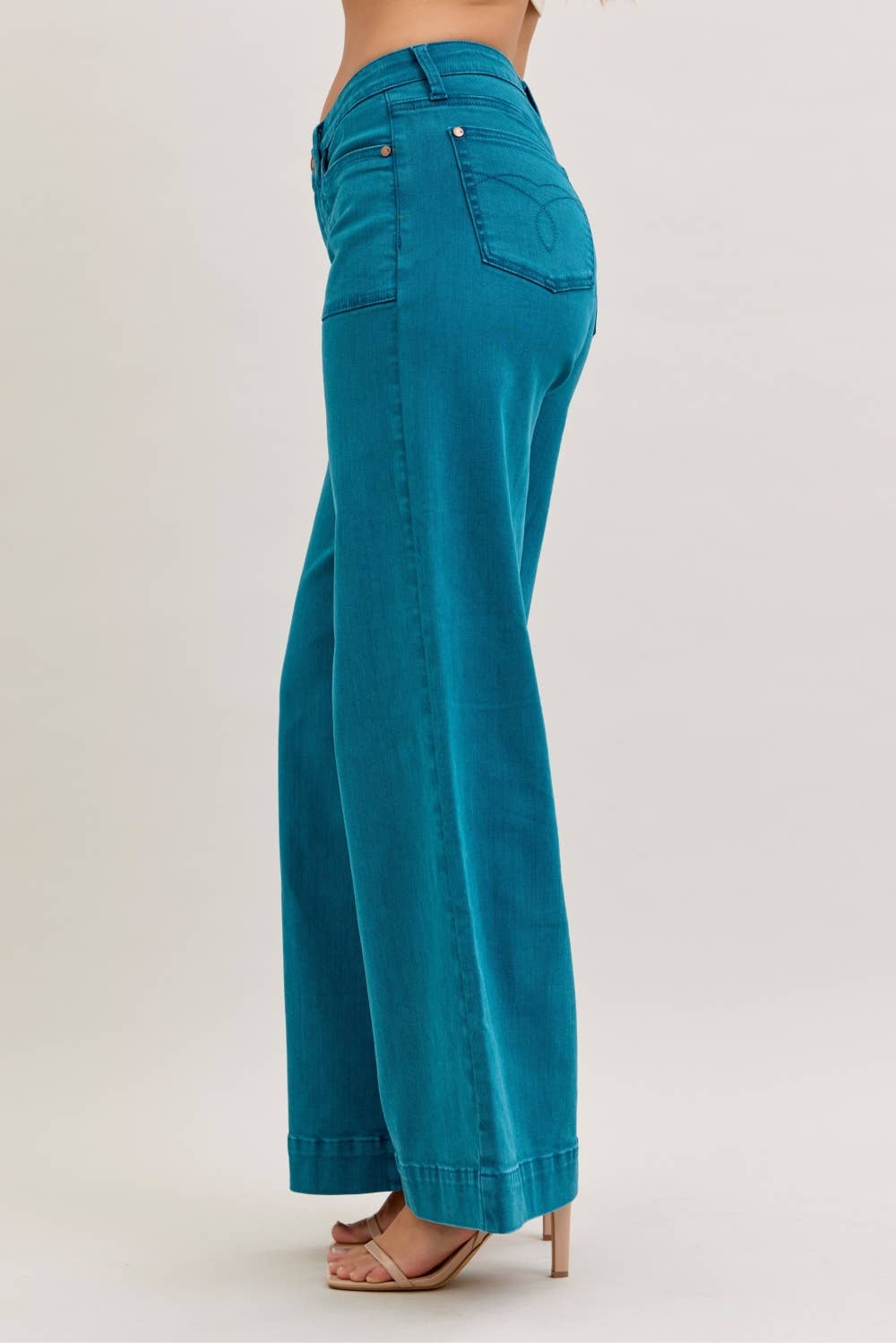 Judy Blue Mid Rise Utility Wide Leg | Queen Bee Boutique
