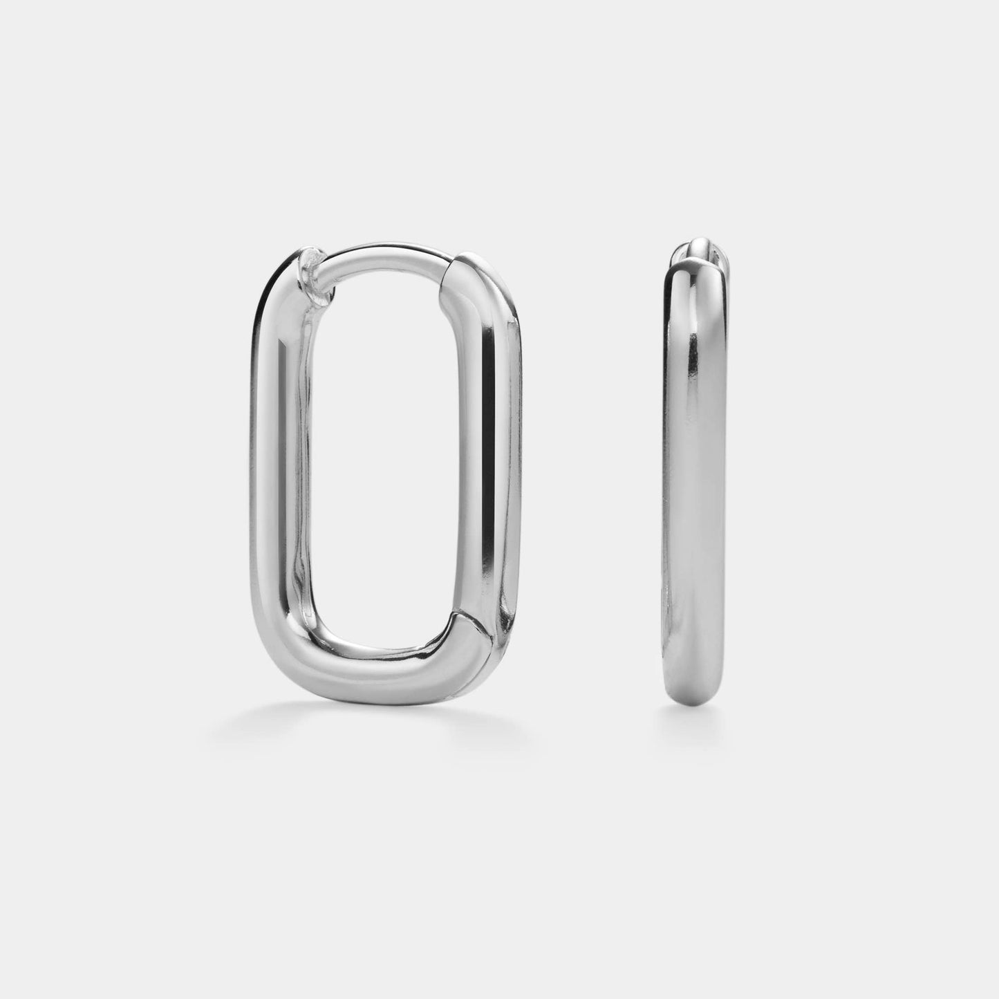 Minimalist Rectangular Hoop Earrings in 925 Sterling Silver