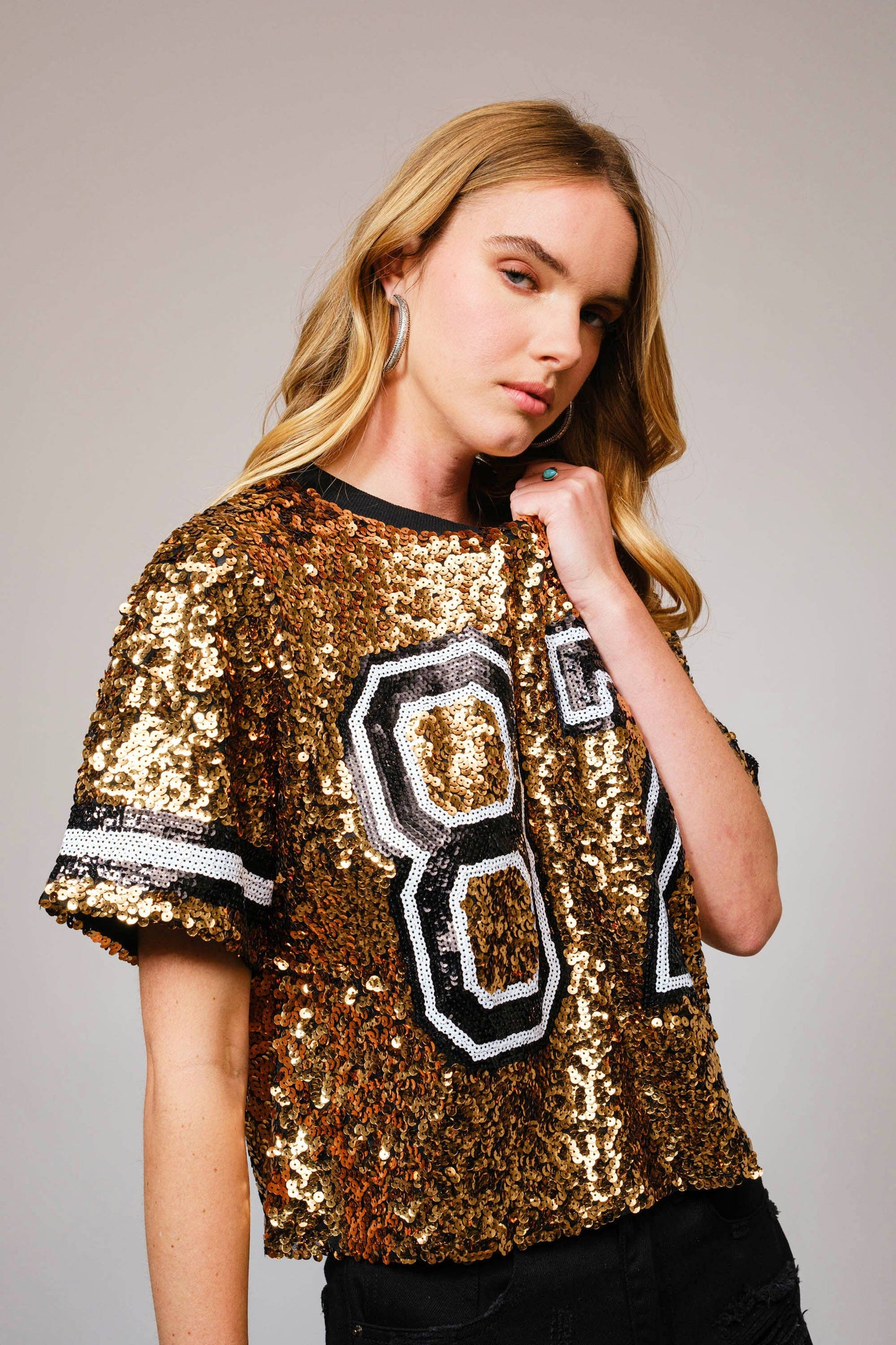 Tribute To TK Sequin Game Day Top