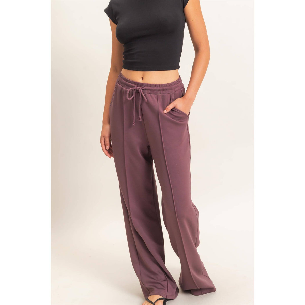 Women's Pintuck Wide Leg Drawstring Pants | Queen Bee Boutique