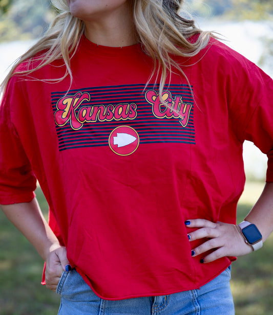 Red Kingdom Semi- Cropped Oversized  Tee