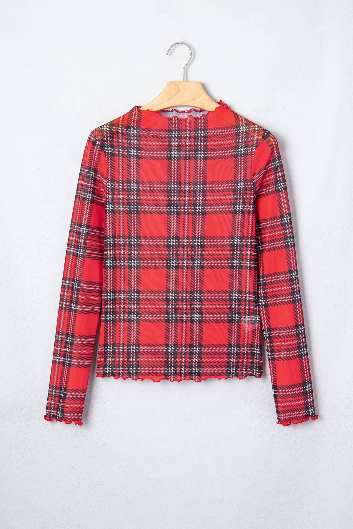 Christmas Plaid Mock Neck Long Sleeve Top | Women’s Holiday Top