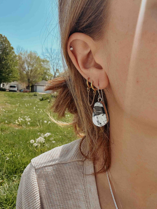 White Buffalo Native American Teardrop Statement Earrings – Modern Minimalist Chic