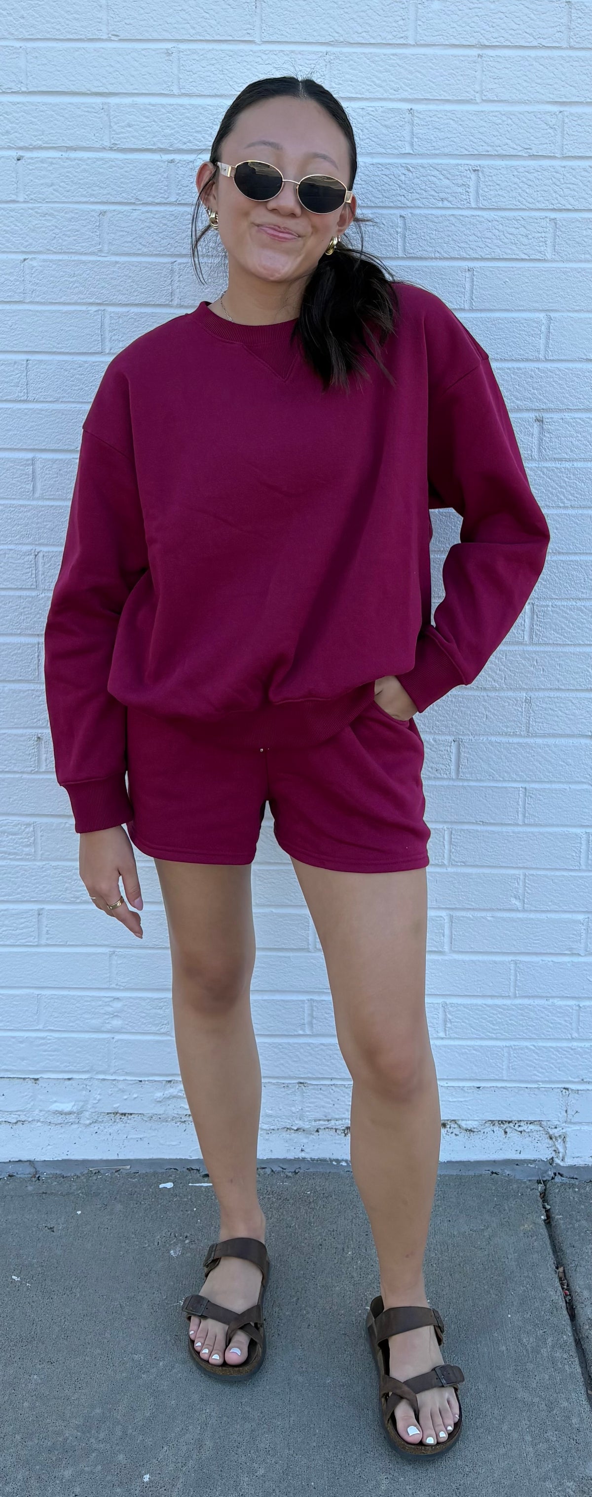 Cozy Fleece Sweatshirt and Shorts Set| Queen Bee Boutique