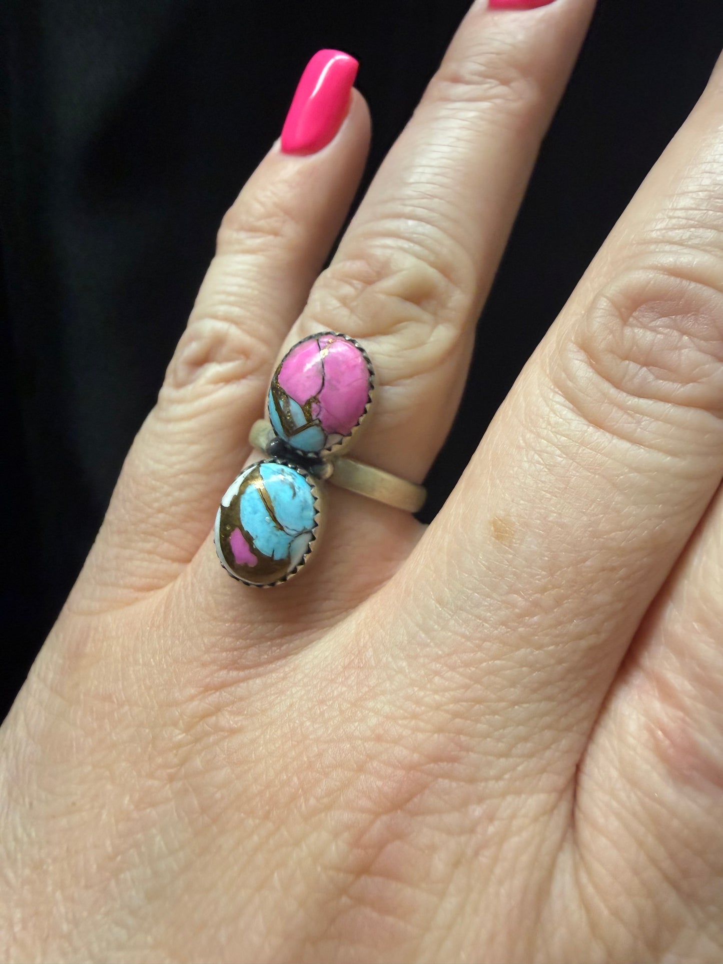 2 Stone Oval Cotton Candy Ring | Queen Bee Boutique