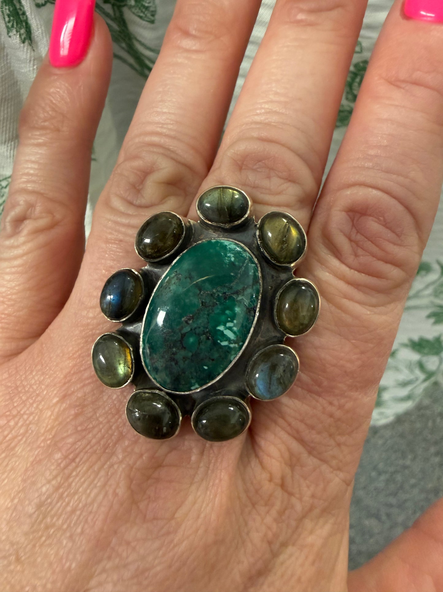 Chrysocolla Labradorite Cluster Ring | Queen Bee Boutique