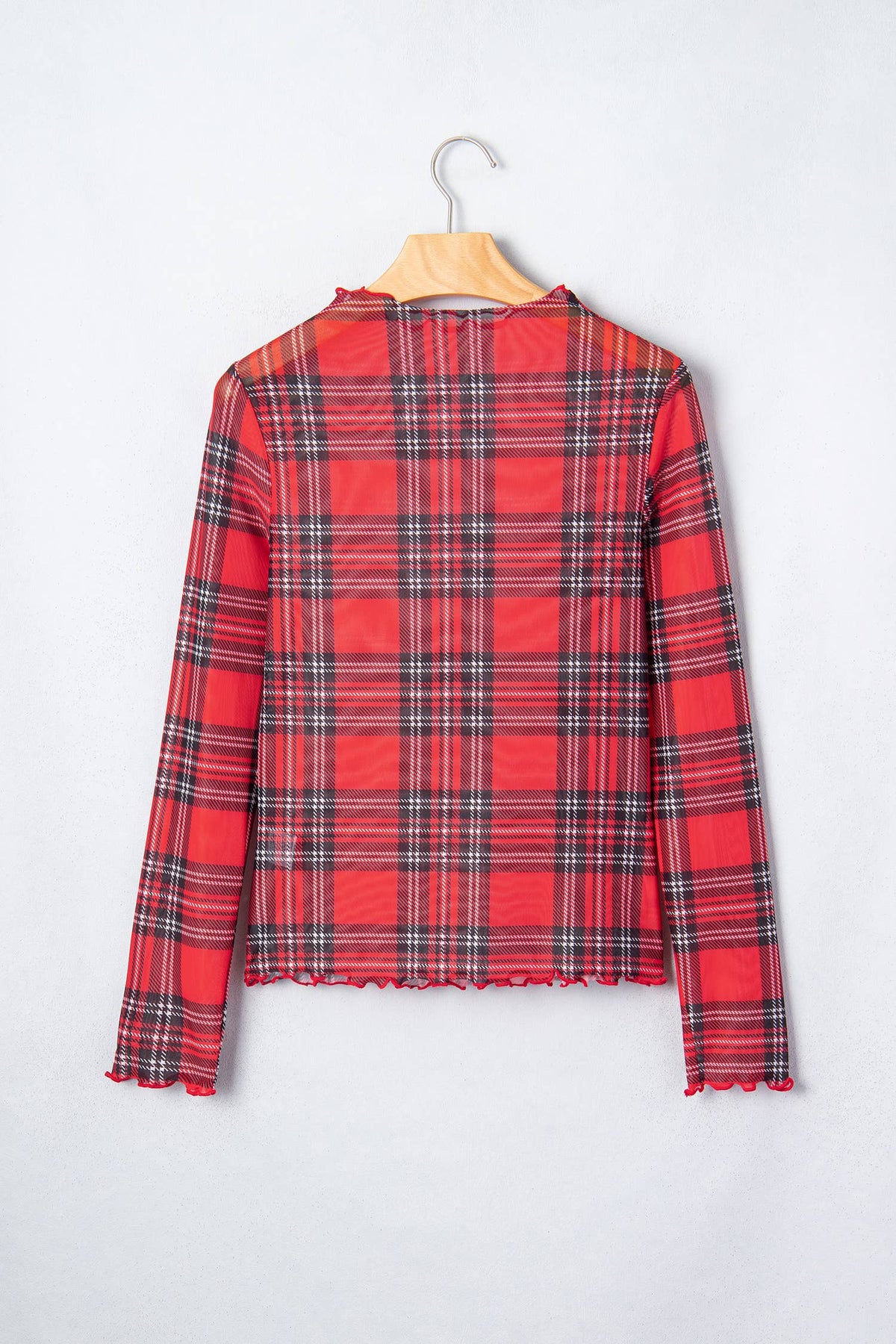 Christmas Plaid Mock Neck Long Sleeve Top | Women’s Holiday Top