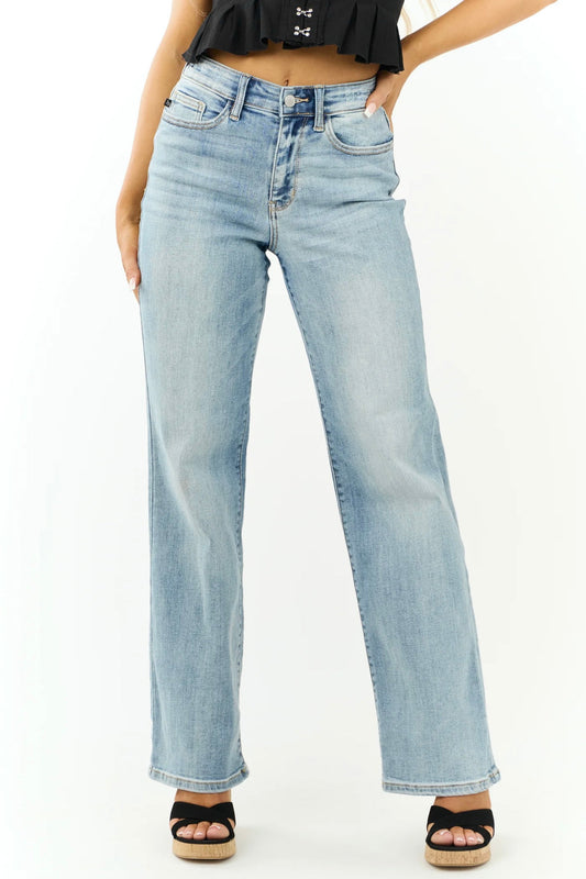 Judy Blue High Waist  Light Wash Straight Leg Jeans
